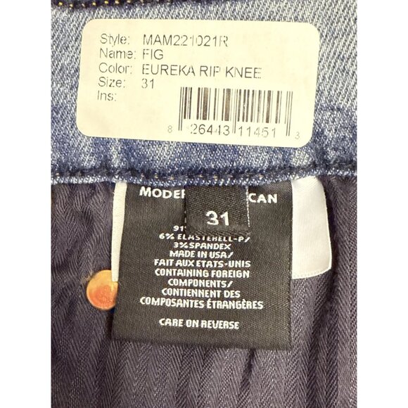 Modern American Fig Women's Jeans Eureka Rip Knee Denim Blue Size 31 NEW - Picture 10 of 12